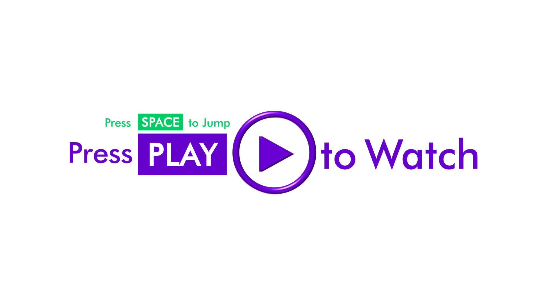 Press PLAY to Watch Light Mode Logo, purple text on white background