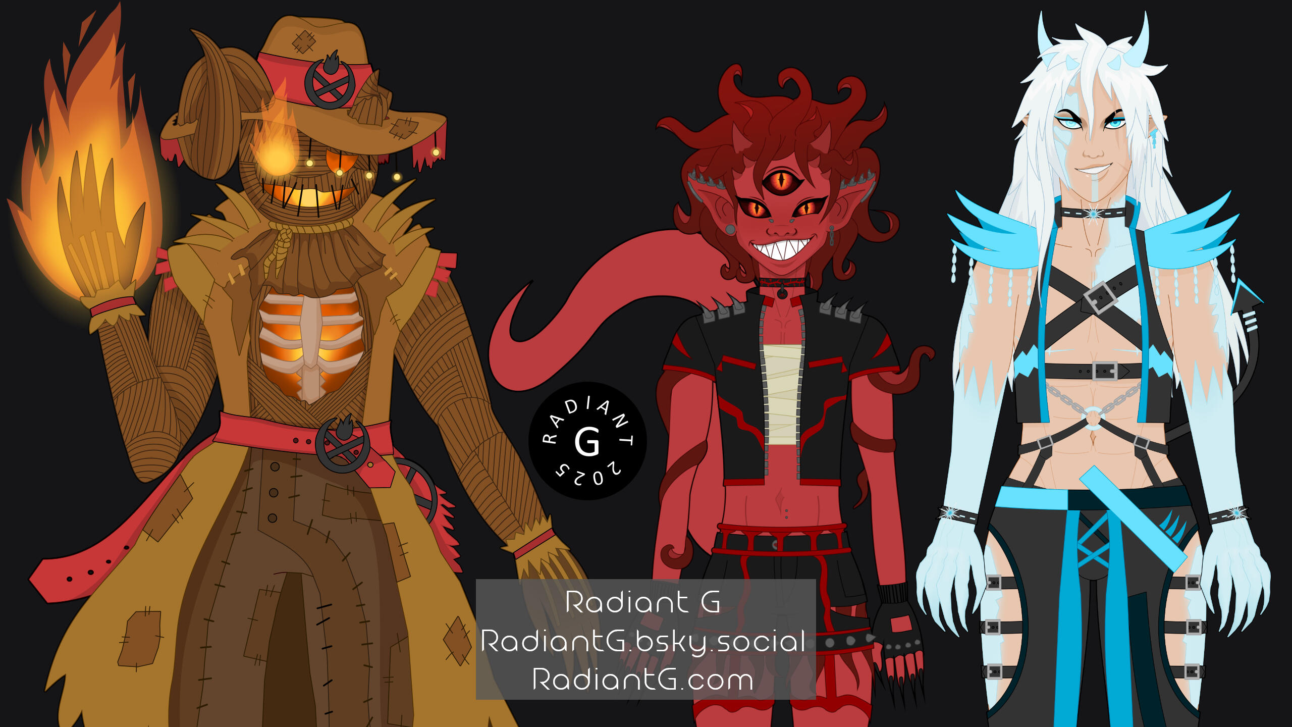 Official Character Art of Wicked Scarecrow, Rival Revival, and Hell Froze Over.